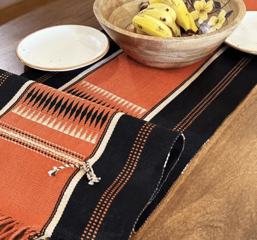 Tangerine Striped Handwoven Table Runner - Image 2
